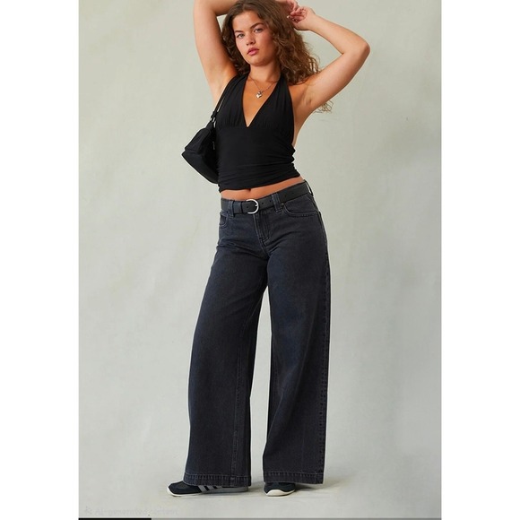 PacSun Denim - PacSun Sloane Ultra Baggy Jeans Womens 28 Washed Faded Black Wide Leg Low Rise